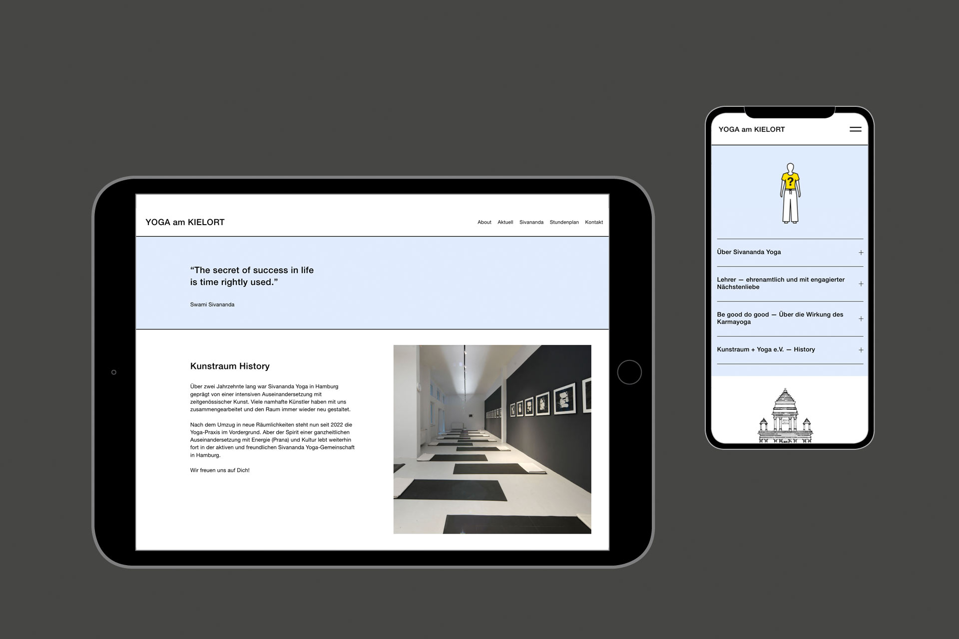 Mobile Ansichten (Tablet und Handy) des Webprojektes Transit Exil Immigration