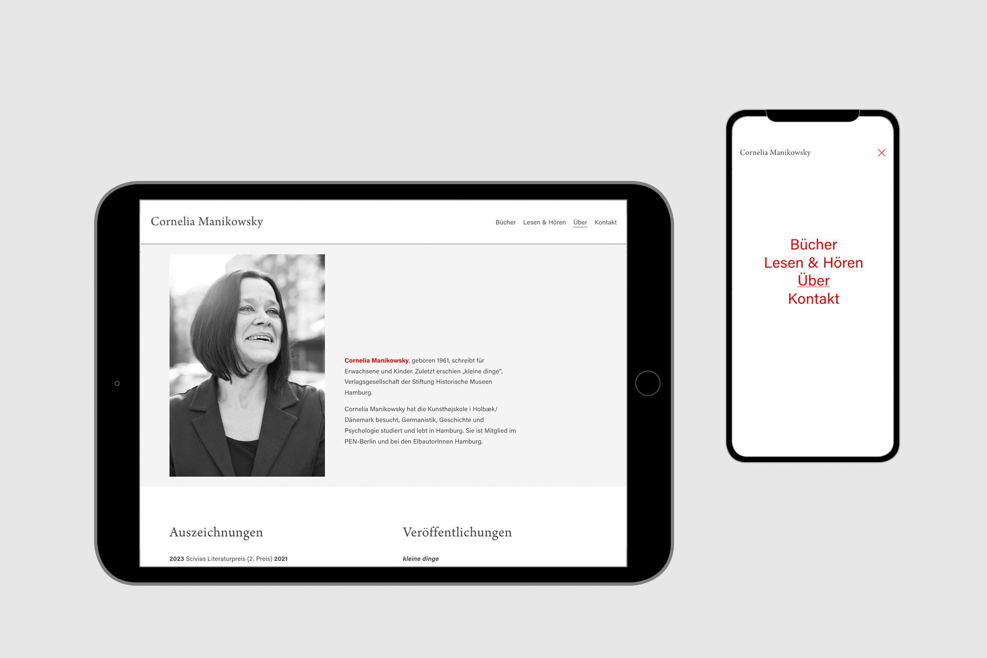 Ansicht Startseite der Frise-Website mit Ankündigung der Ausstellung „Last Minute“